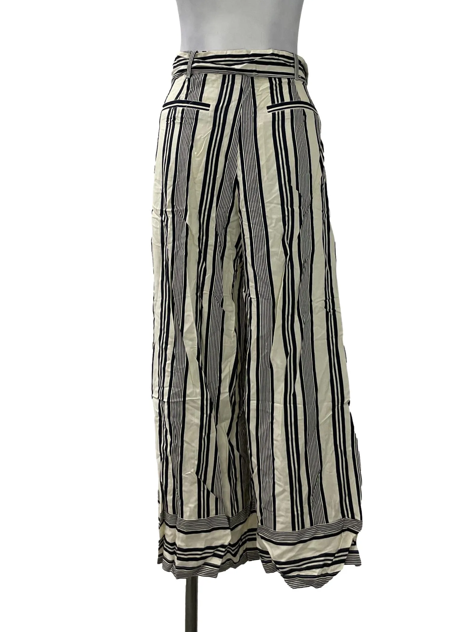 Beige Pinstripe Tie Pants