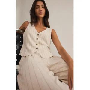 Belfort Pinstripe Vest in Flax