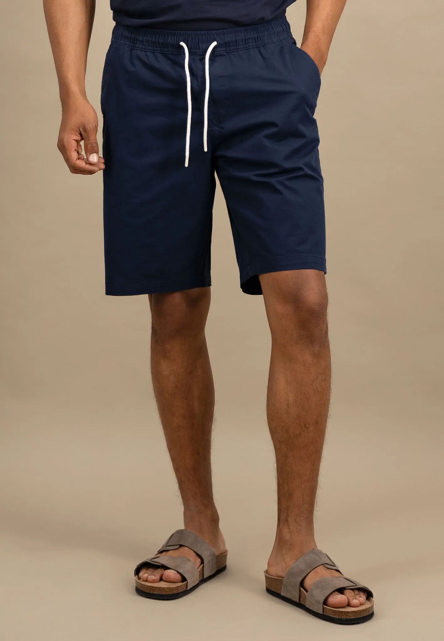 Bermuda Shorts aus Baumwoll-Mix mit Kordelzug