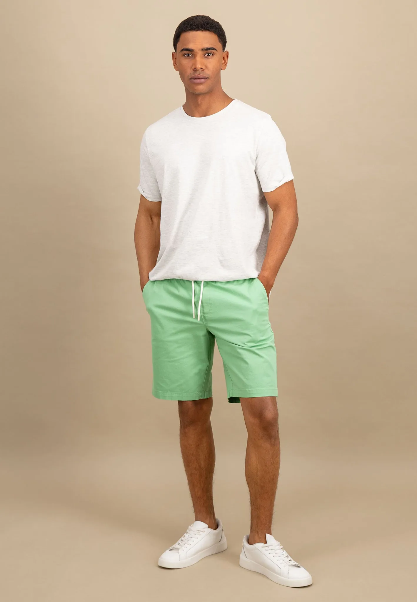 Bermuda Shorts aus Baumwoll-Mix mit Kordelzug