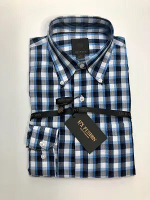 Big & Tall -  FX Fusion Blue Check Long Sleeve Sport Shirt