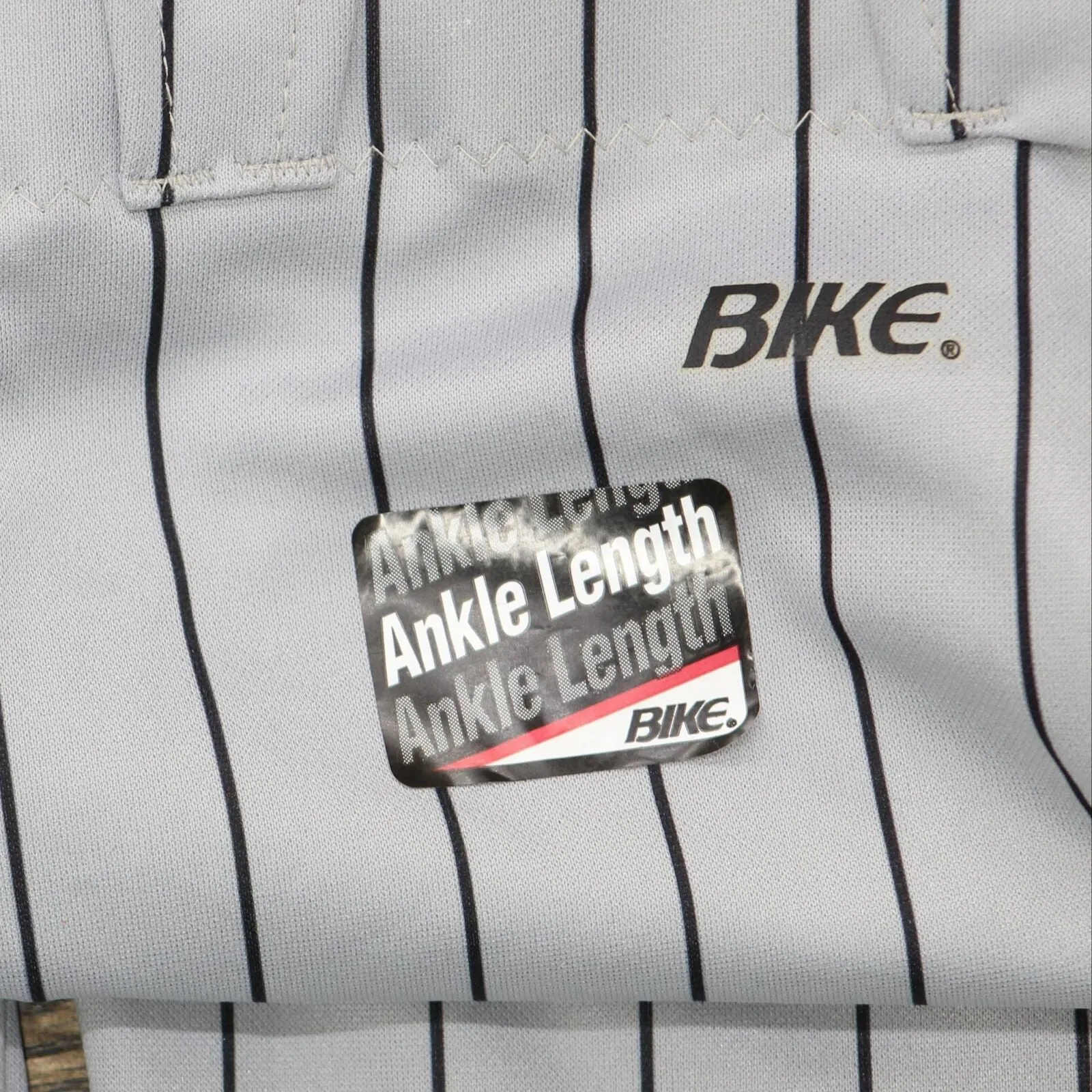 Bike Mens Ankle Length Full Athletic Cut Baseball Pants Gray / Black Pinstripe L