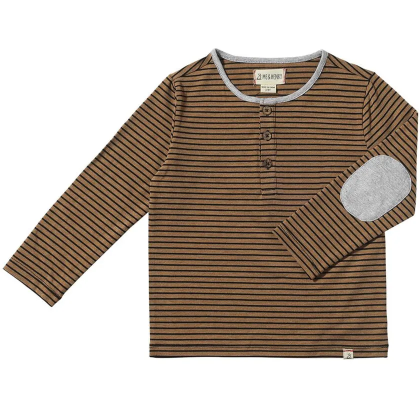 Black & Tan Stripe Henley Tee