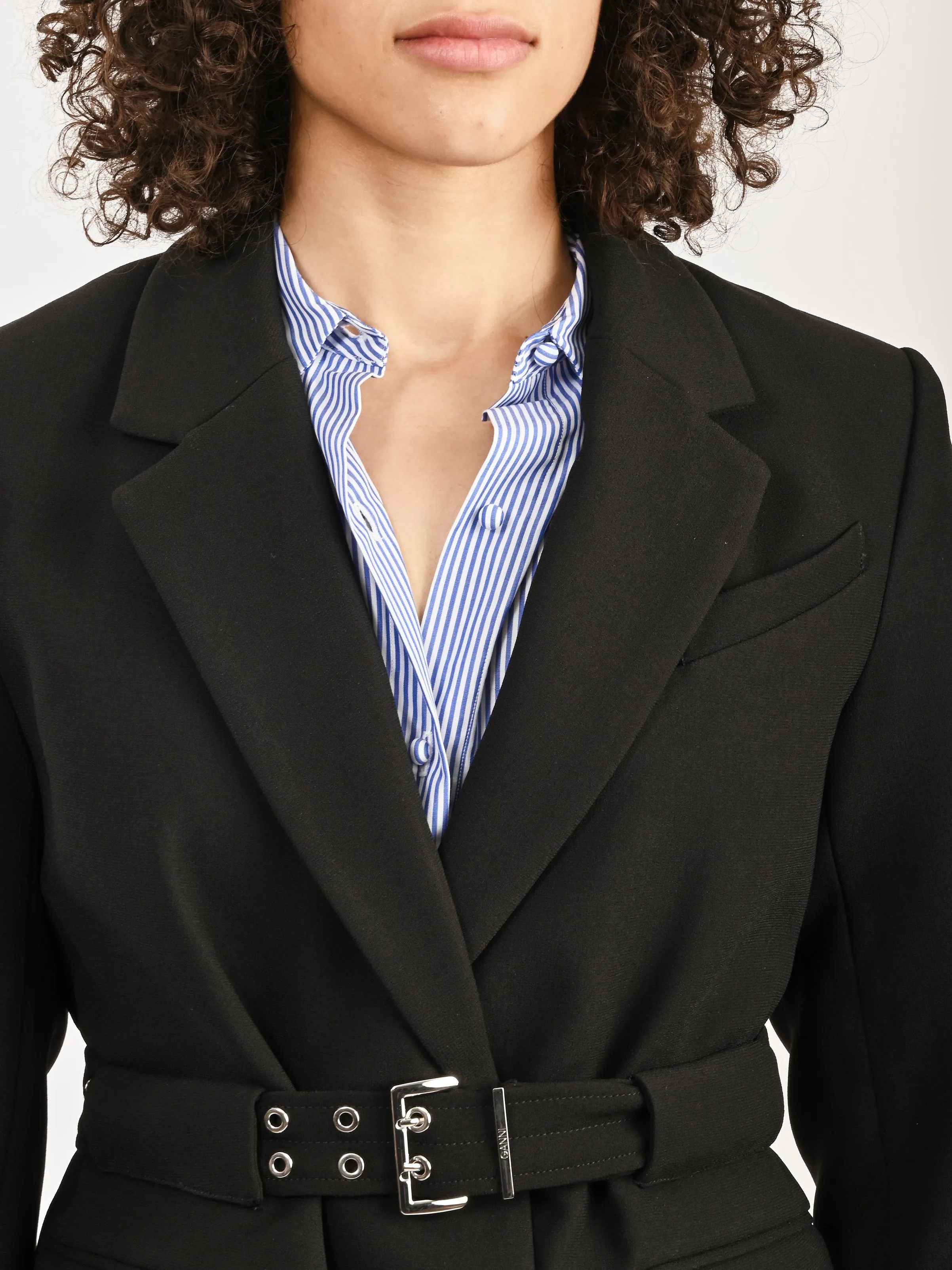 Black Bonded Crepe Blazer