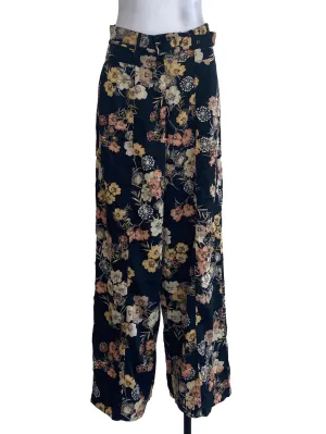 Black Floral Pants