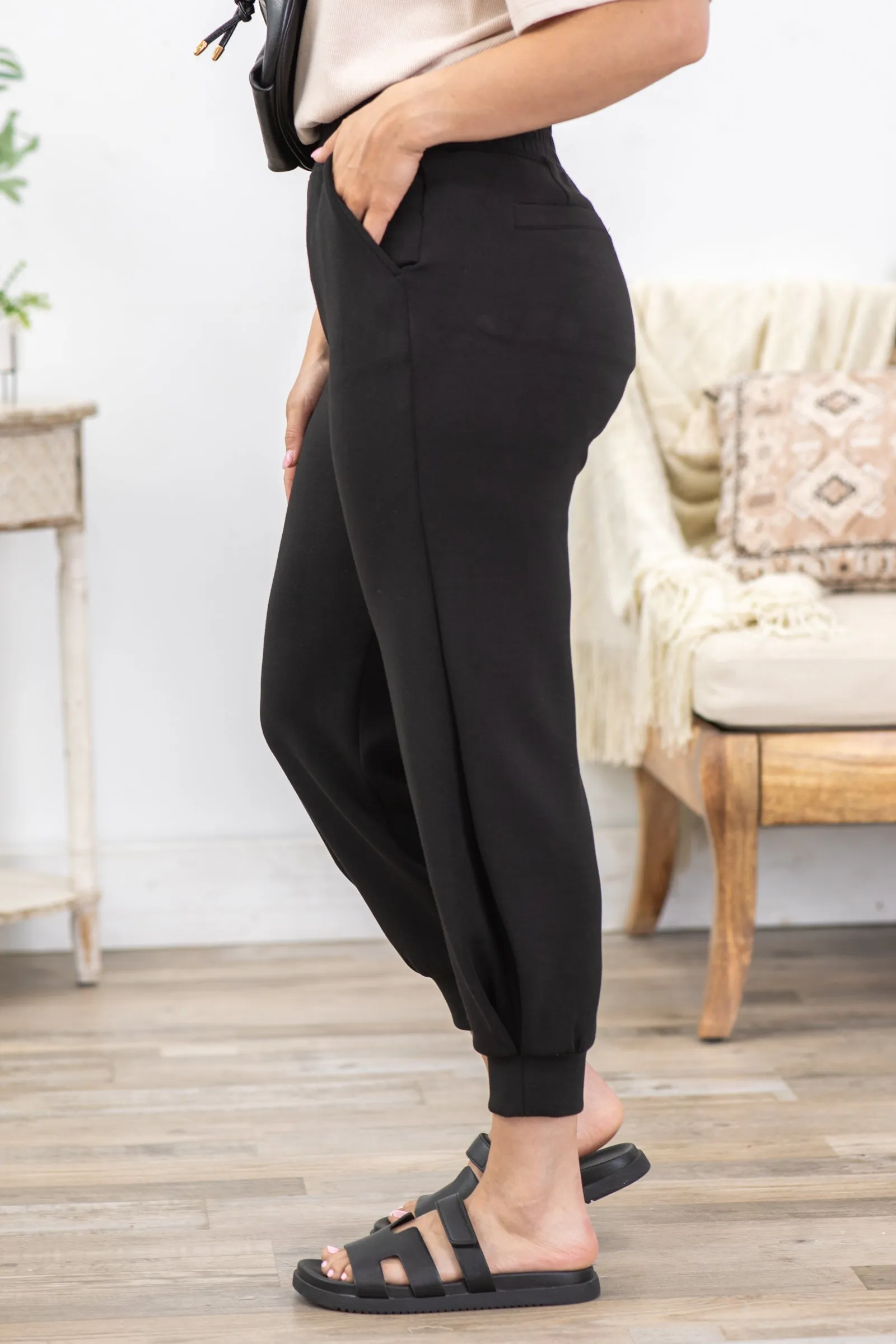 Black Modal Poly Span Joggers