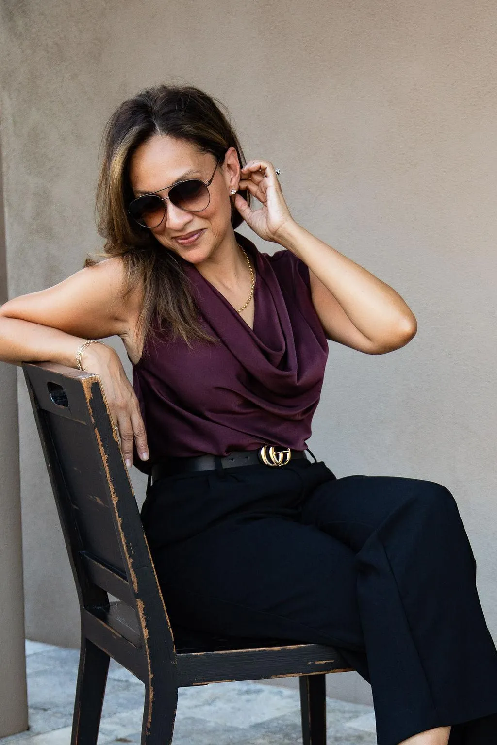 Black Pleated Straight Leg Pants