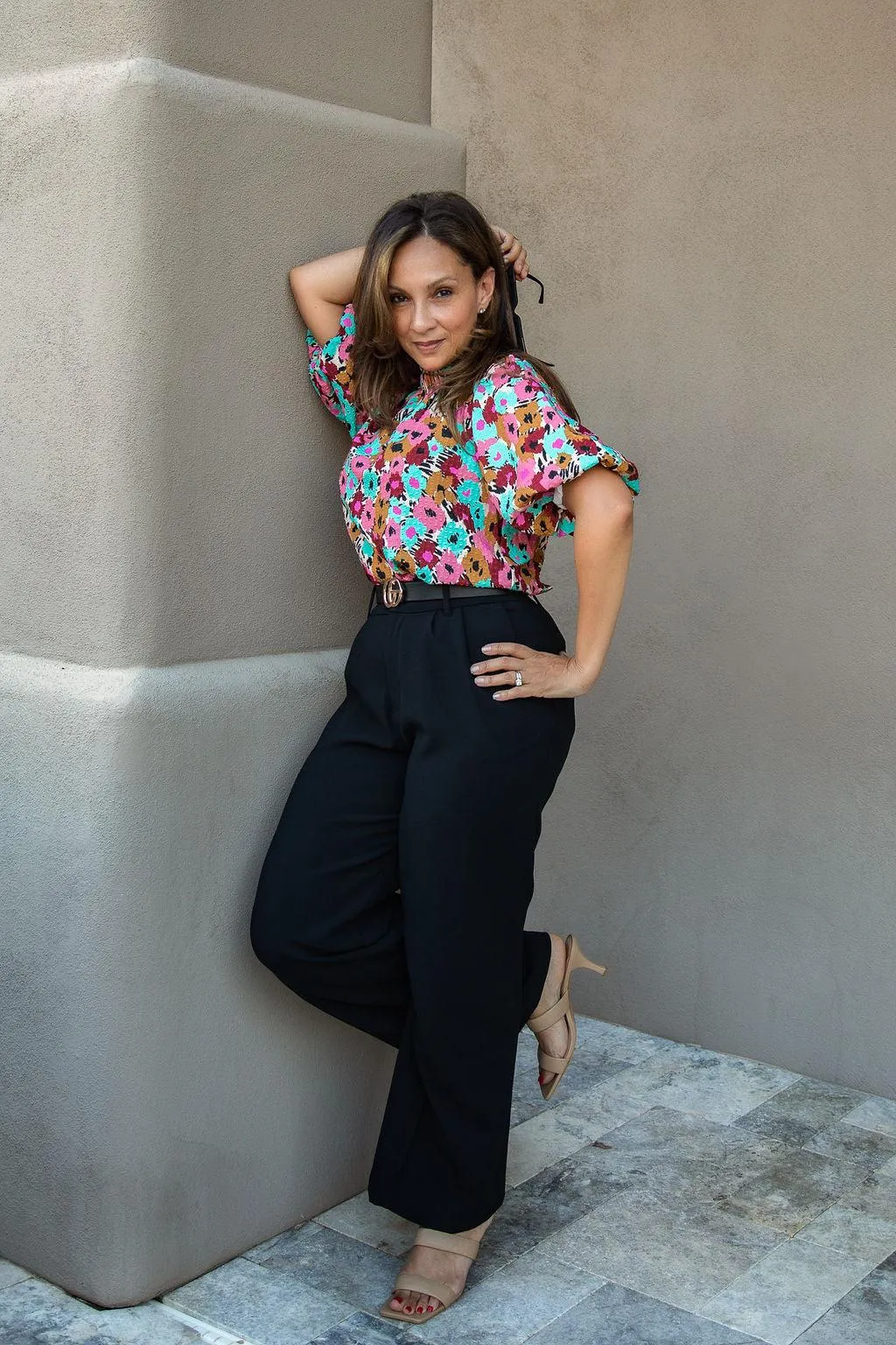 Black Pleated Straight Leg Pants