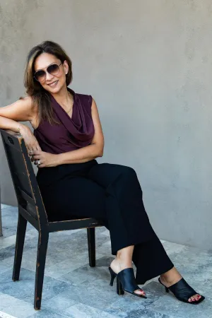 Black Pleated Straight Leg Pants