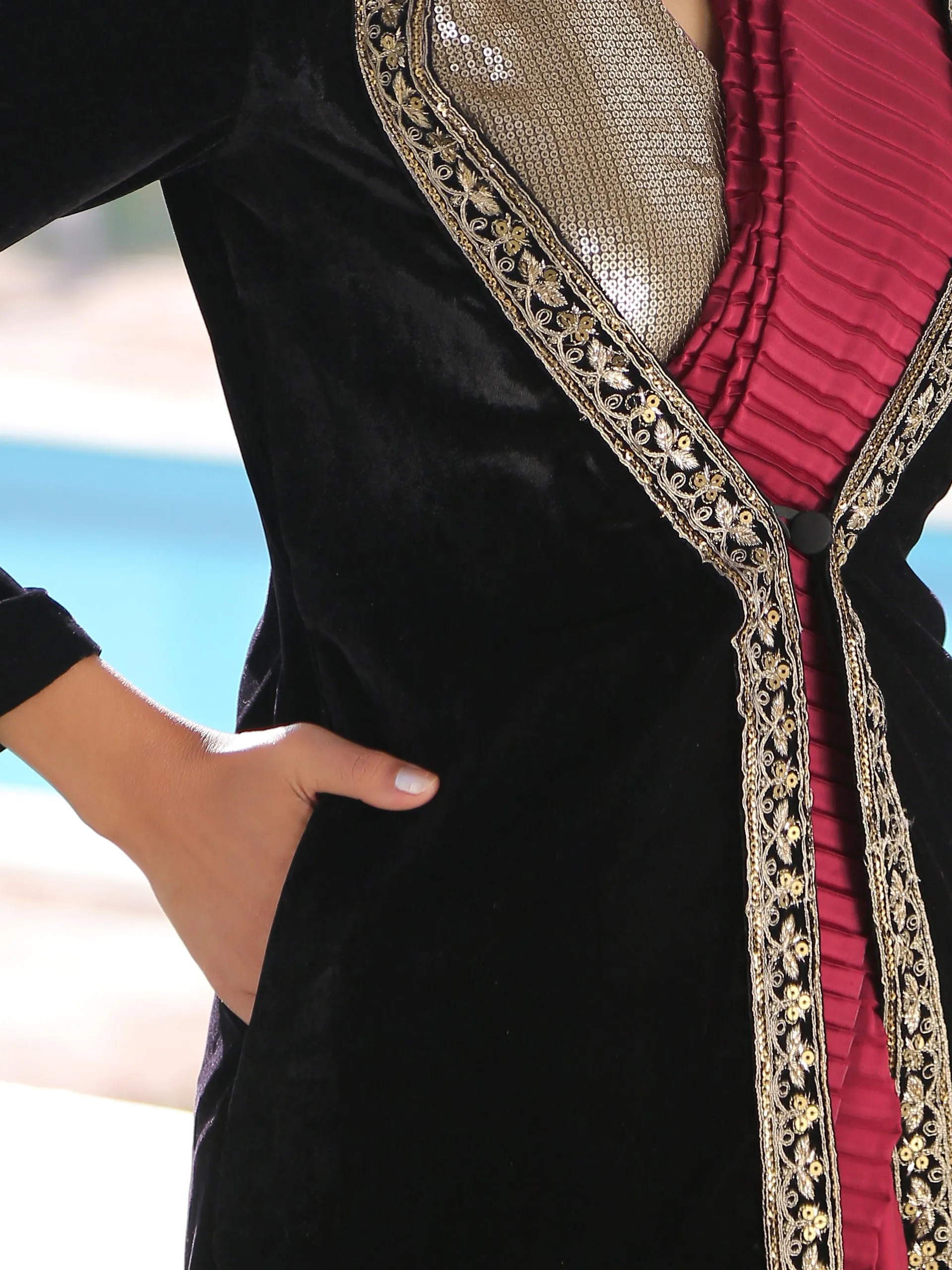 Black Velvet Jacket with Lace