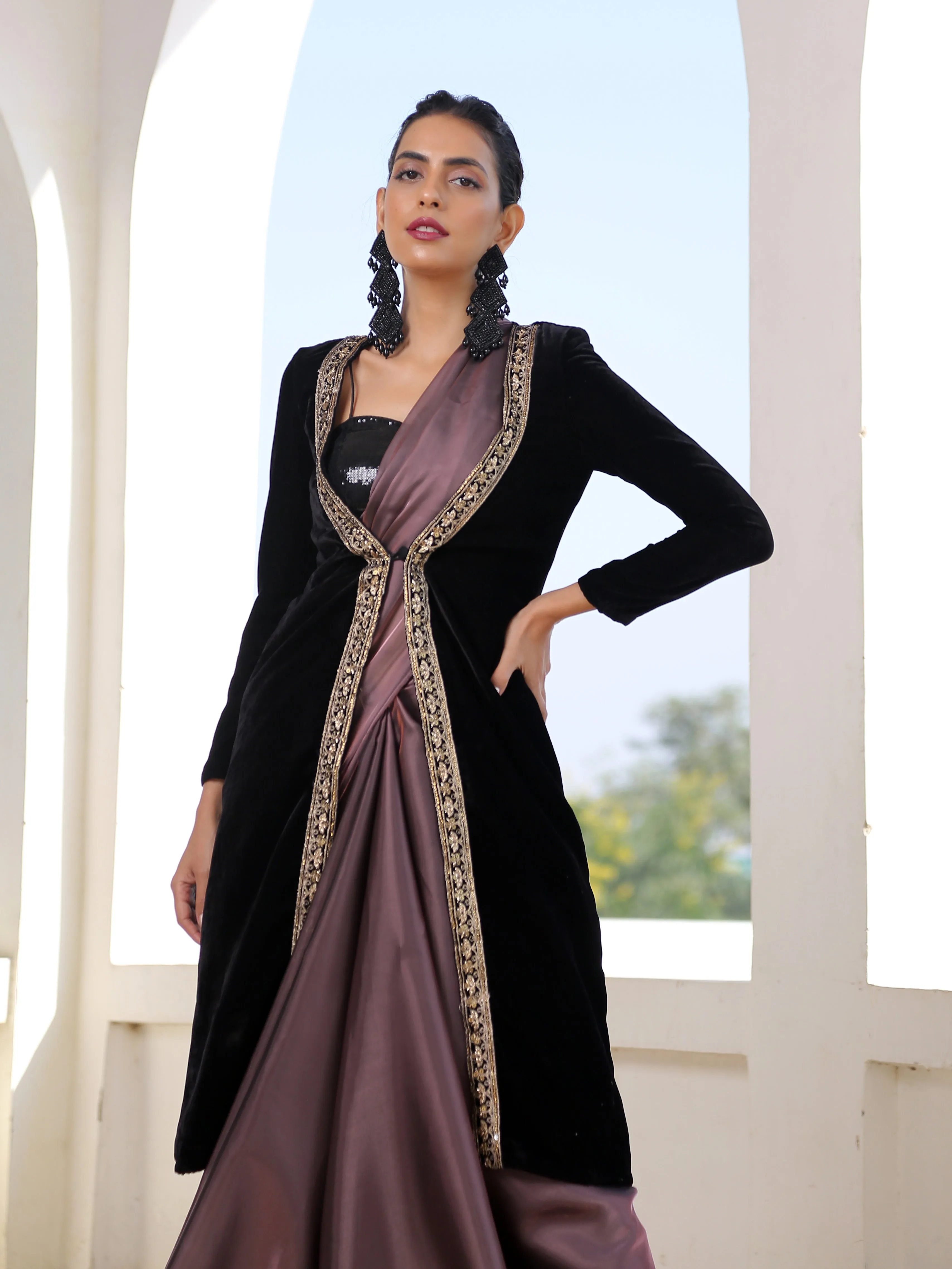 Black Velvet Jacket with Lace