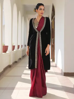 Black Velvet Jacket with Lace
