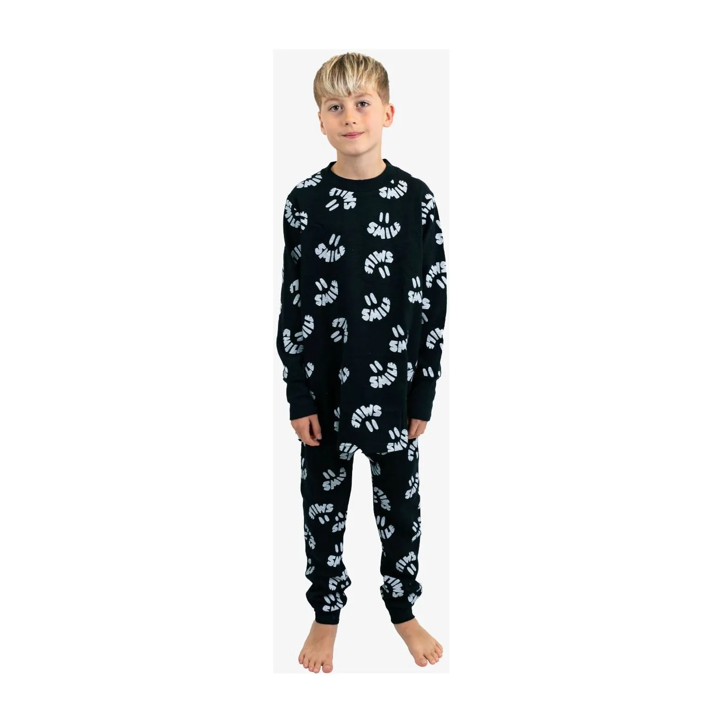 Black Waffle Smile Winter Pjs