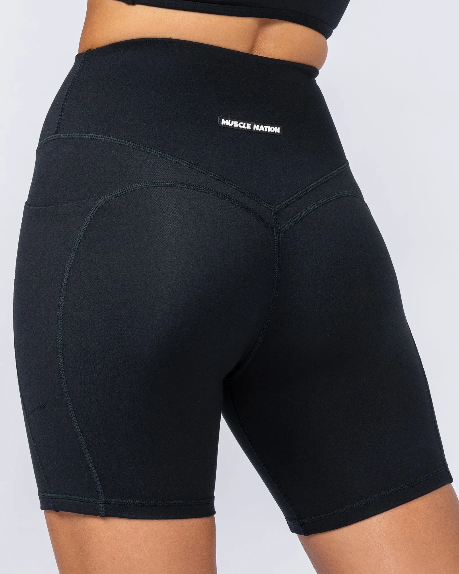 Booty Shaper Pocket Bike Shorts - Black