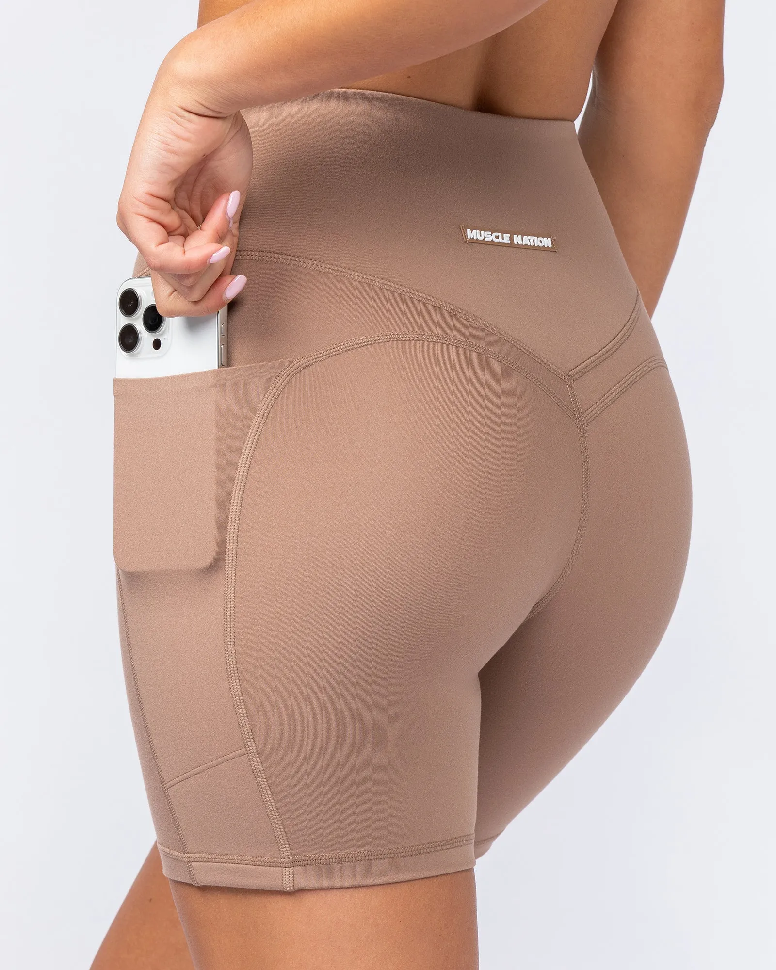 Booty Shaper Pocket Bike Shorts - Cinnamon