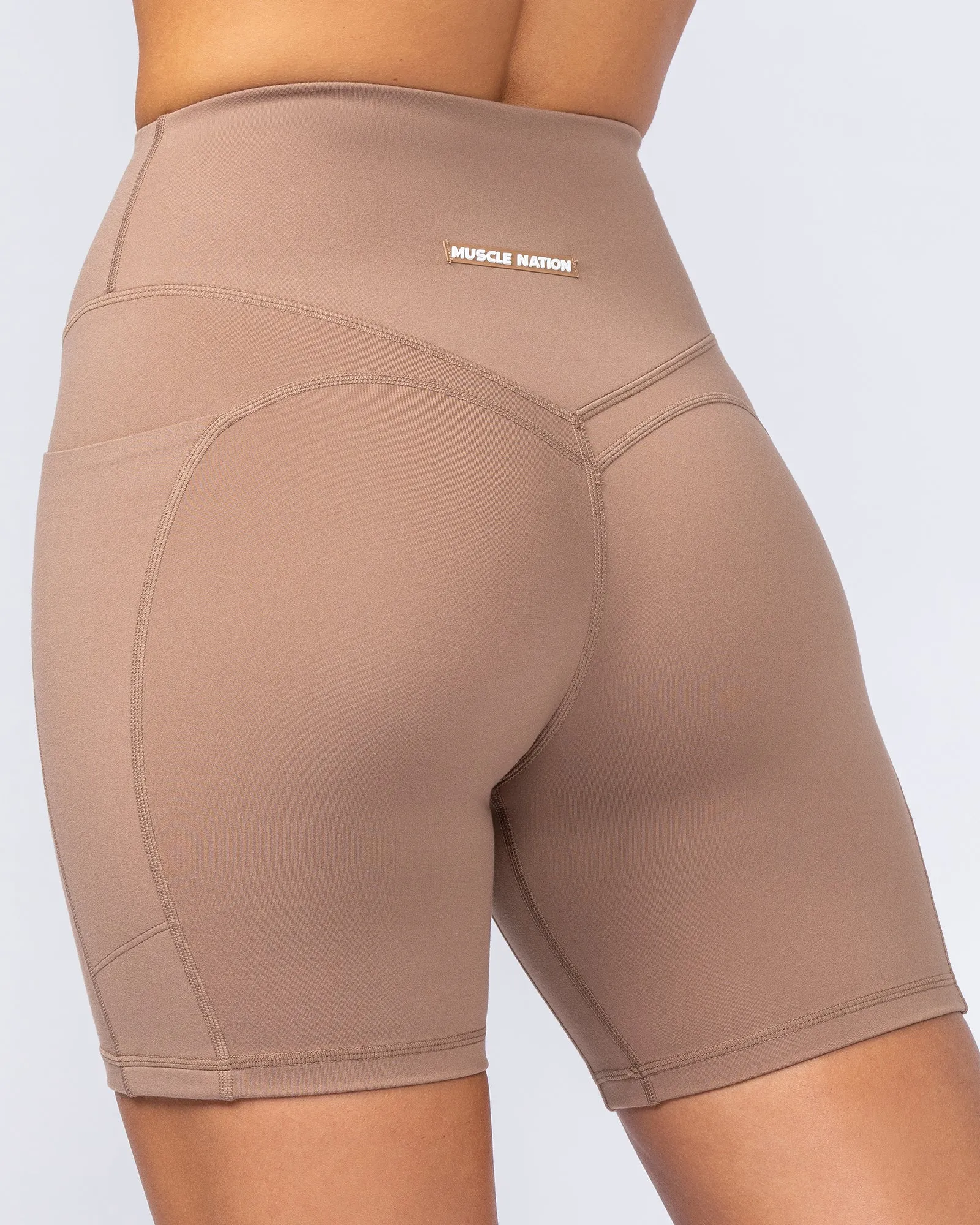 Booty Shaper Pocket Bike Shorts - Cinnamon