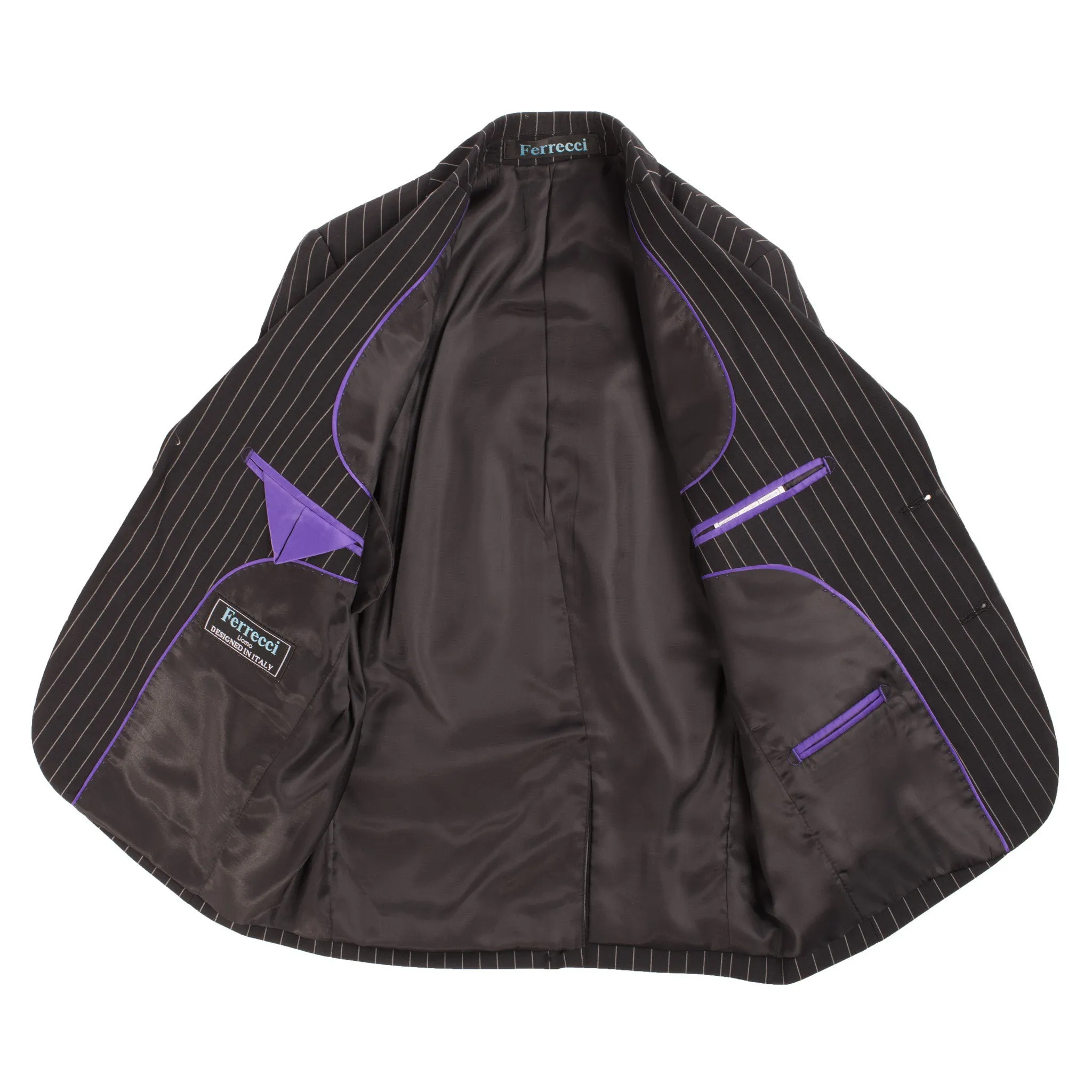 Boys Premium Black Pinstripe 3pc Vested Suit