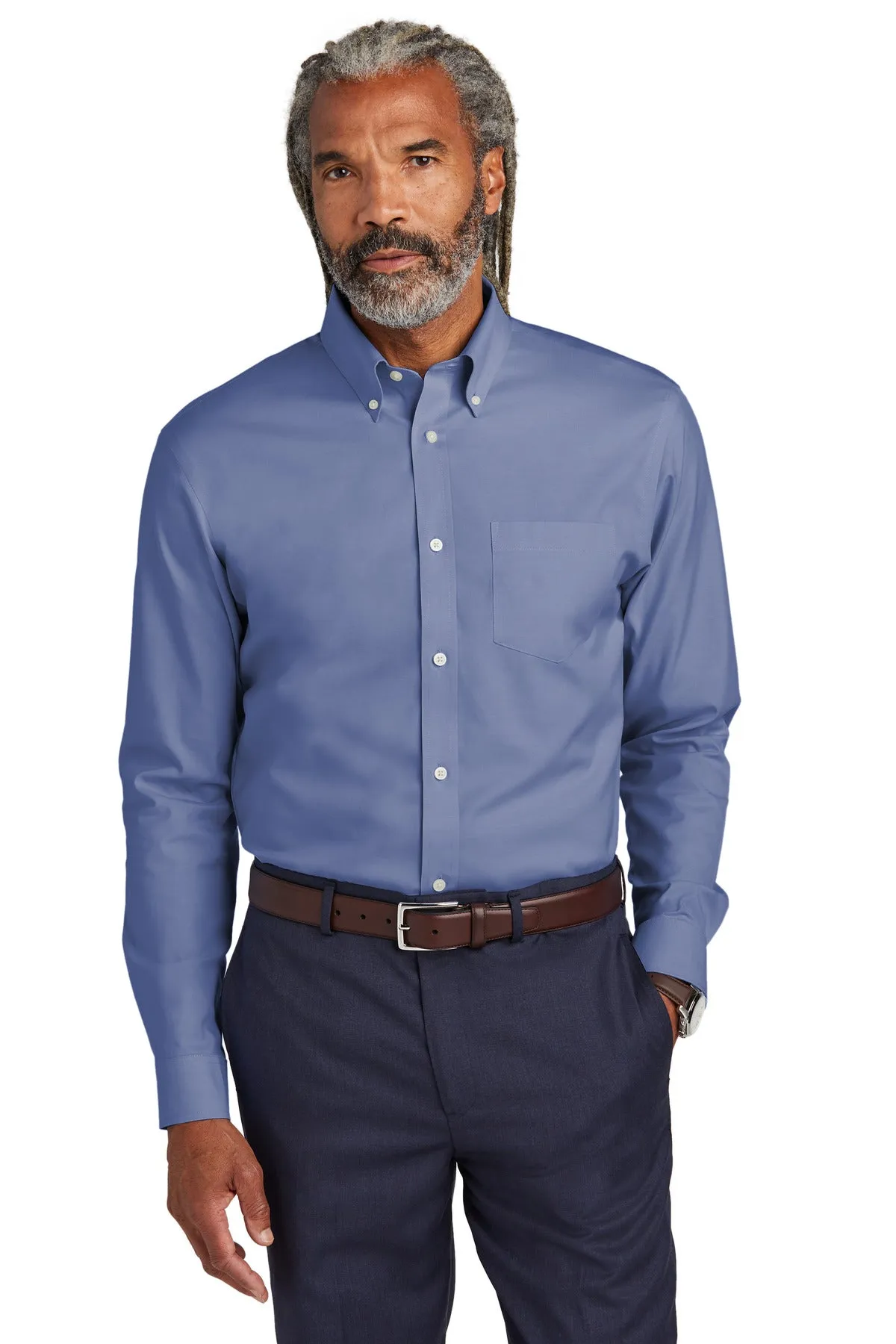 Brooks Brothers Tall Wrinkle-Free Stretch Pinpoint Shirt TBB18000 Cobalt Blue Tall