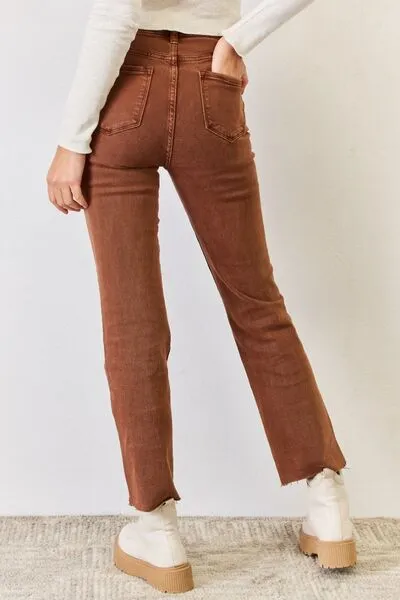 Brown High Rise Tummy Control Straight Jeans