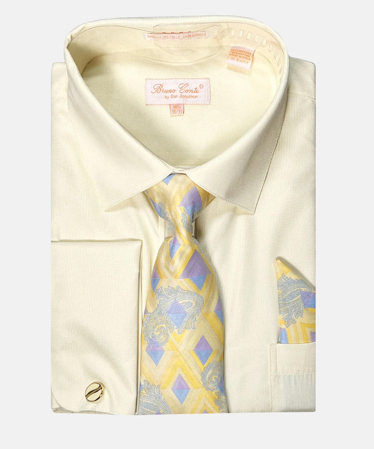Bruno Conte Check Regular Fit Dress Shirt Combo - Light Yellow