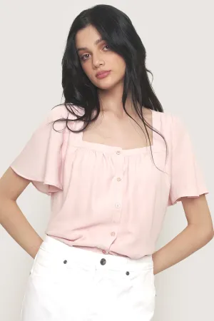 Button Down Square Neck Top
