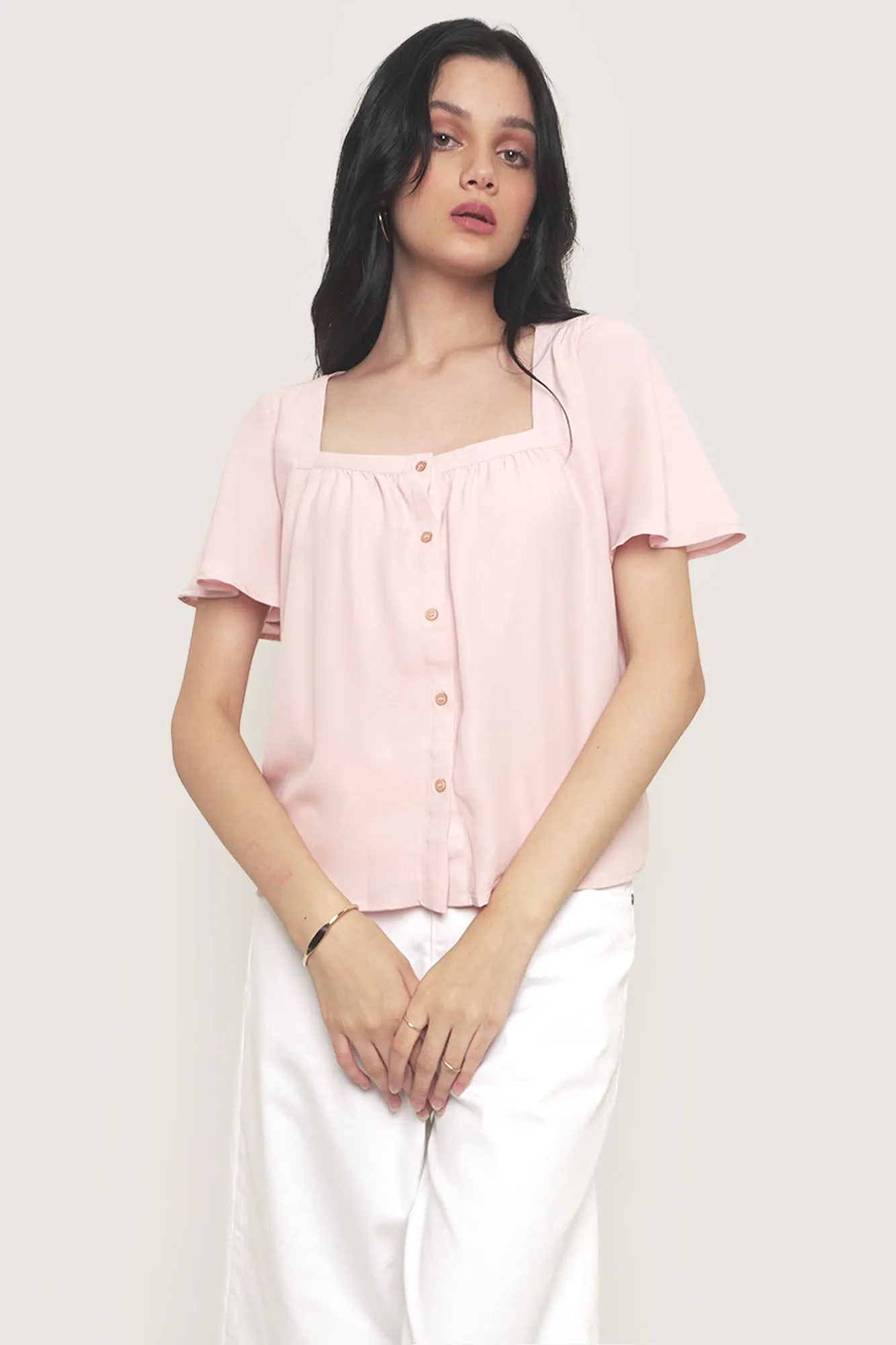 Button Down Square Neck Top