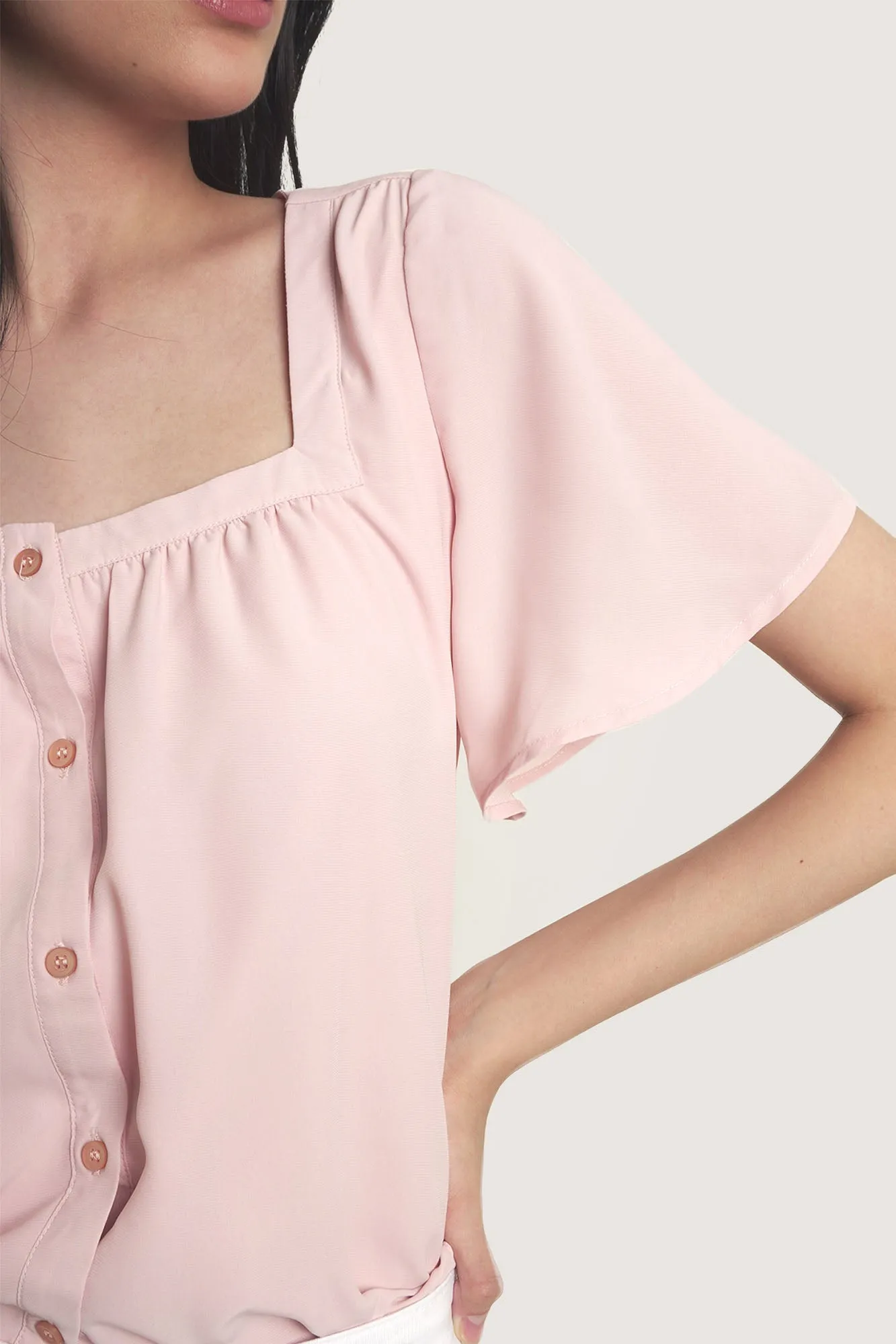 Button Down Square Neck Top