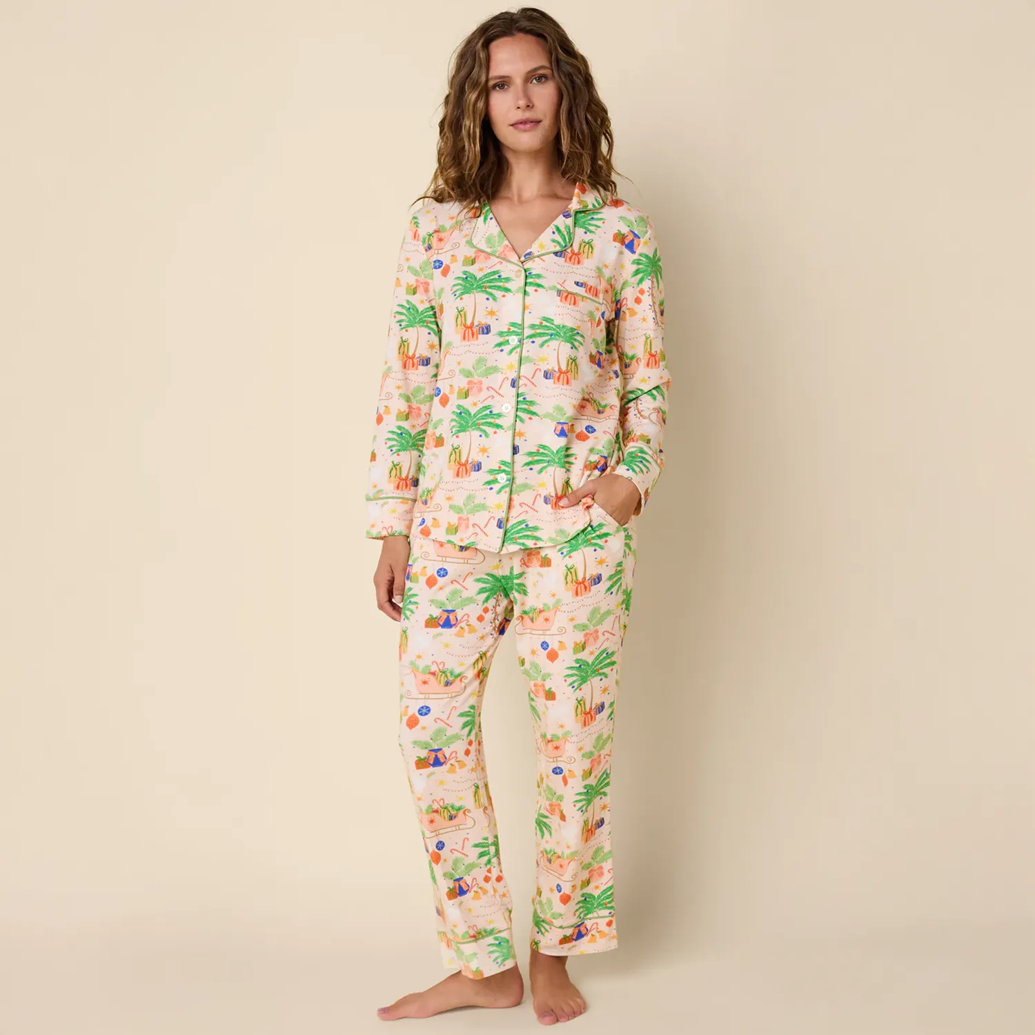 California Christmas Pima Knit Long-Sleeved Pajama