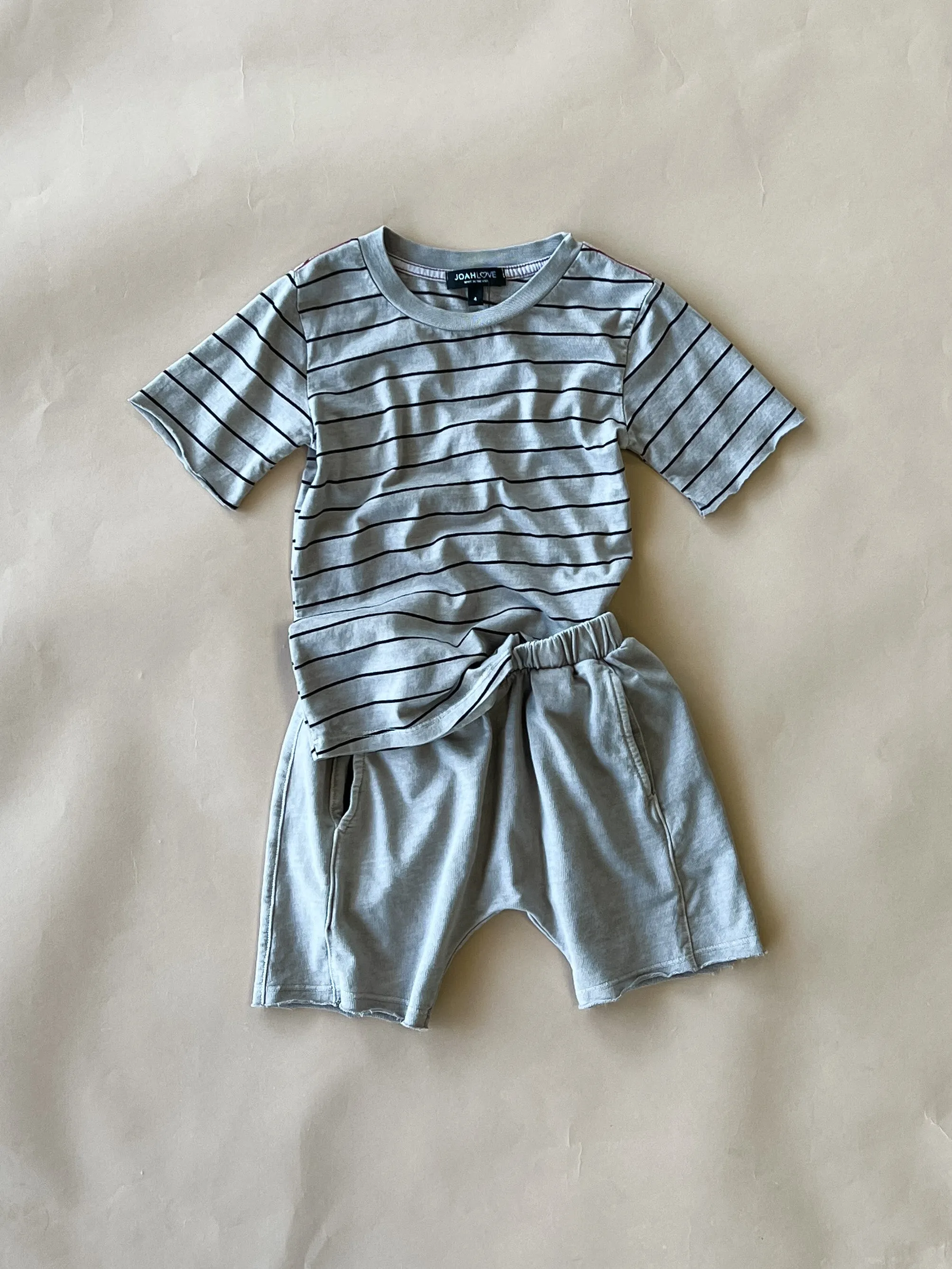 Cameron Pinstripe Tee | Cobblestone
