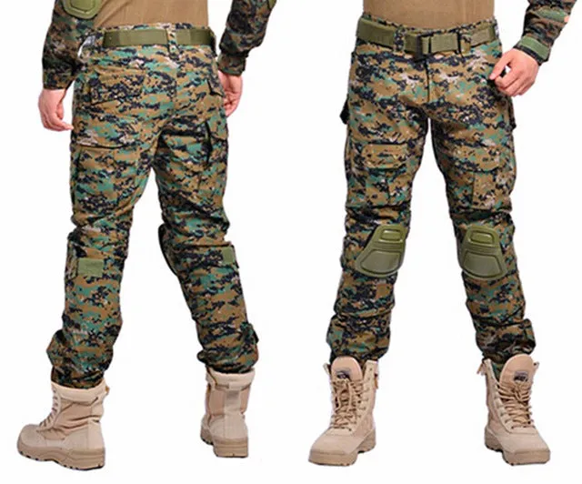 Camouflage Military Tactical Pants Army Military Uniform Trousers Airsoft Paintball Combat Cargo Pants With Knee Pads