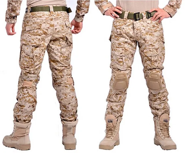 Camouflage Military Tactical Pants Army Military Uniform Trousers Airsoft Paintball Combat Cargo Pants With Knee Pads