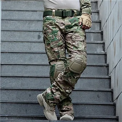 Camouflage Military Tactical Pants Army Military Uniform Trousers Airsoft Paintball Combat Cargo Pants With Knee Pads