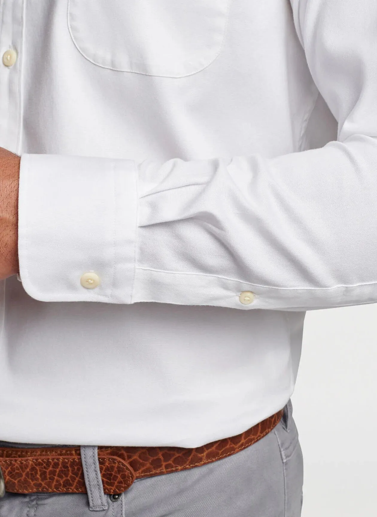 Campbell Perfect Pinpoint Cotton-Stretch Sport Shirt - White