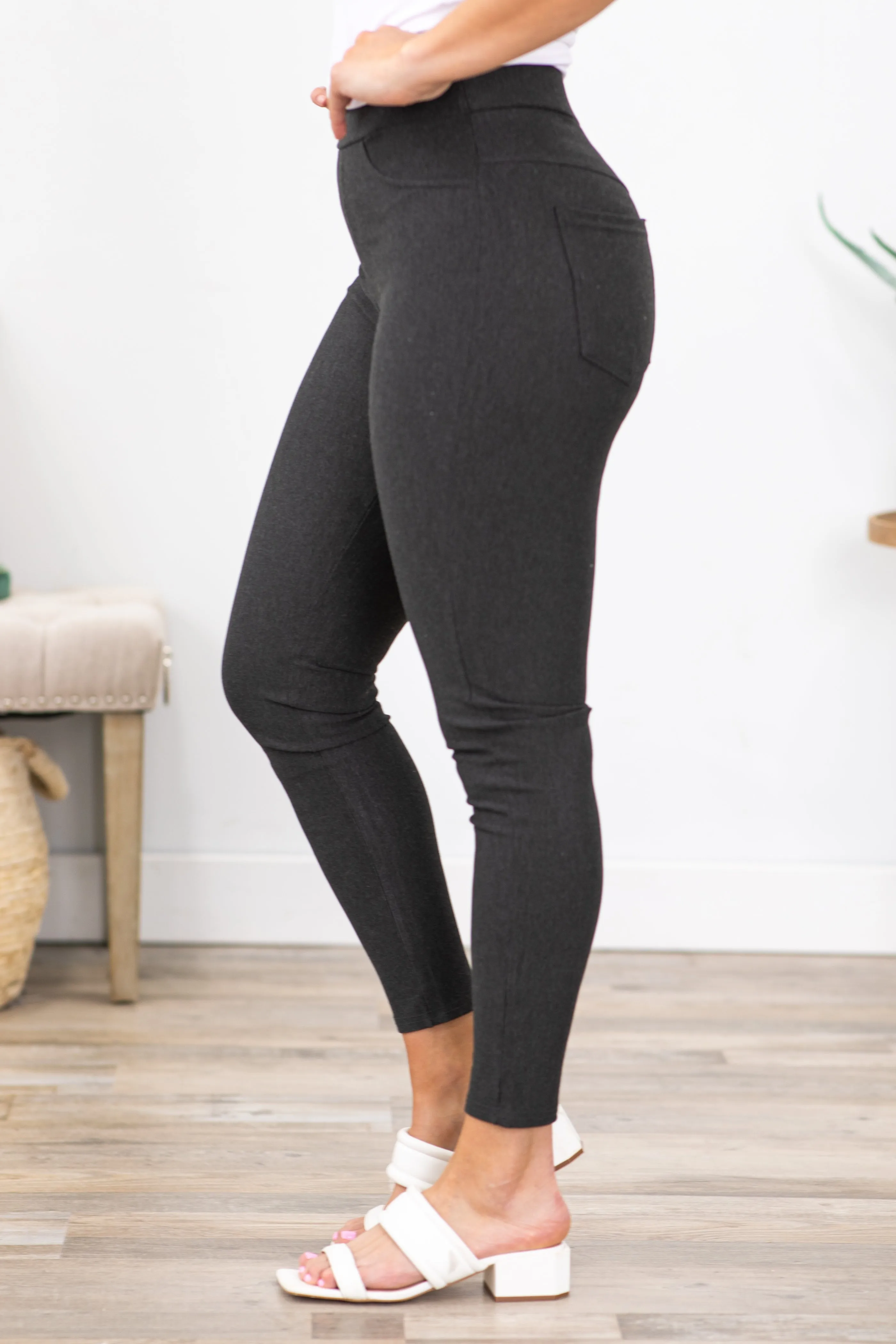 Charcoal Ponte Pull On Pants