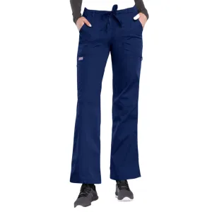 Cherokee Workwear 4020 Scrubs Pants Women's Low Rise Drawstring Cargo Navy