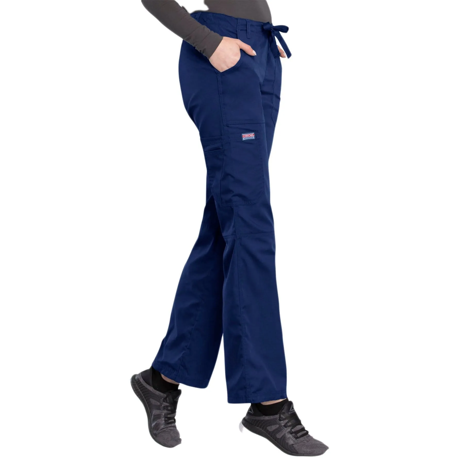 Cherokee Workwear 4020 Scrubs Pants Women's Low Rise Drawstring Cargo Navy