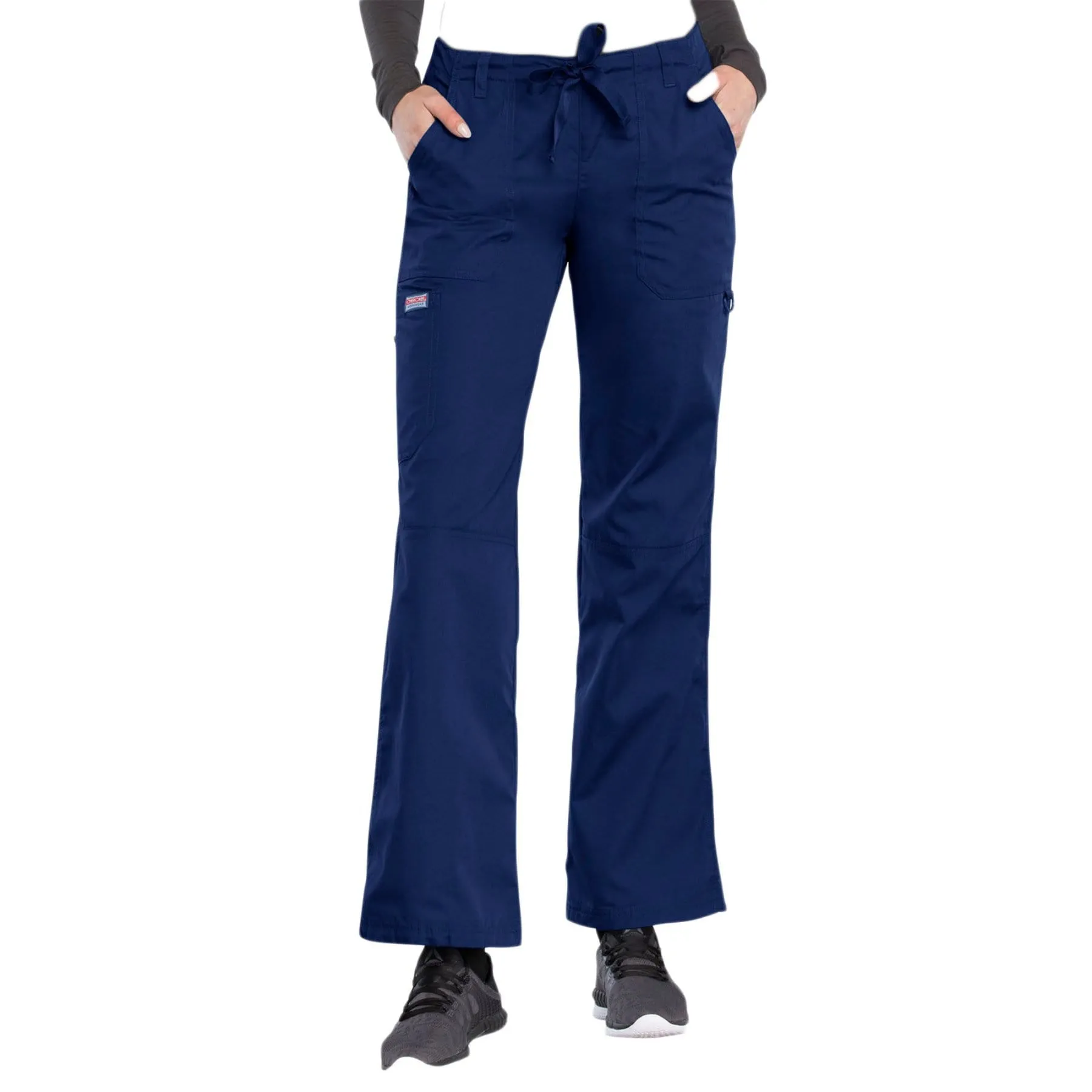 Cherokee Workwear 4020 Scrubs Pants Women's Low Rise Drawstring Cargo Navy