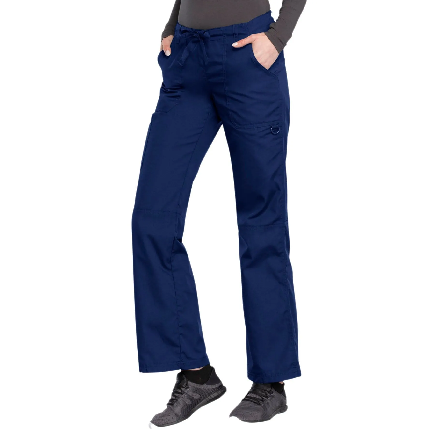 Cherokee Workwear 4020 Scrubs Pants Women's Low Rise Drawstring Cargo Navy