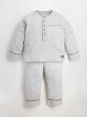 Cherry Crumble Cotton Grey Round neck with Full Sleeves Pyjama Set Night suit For Kids & Boys