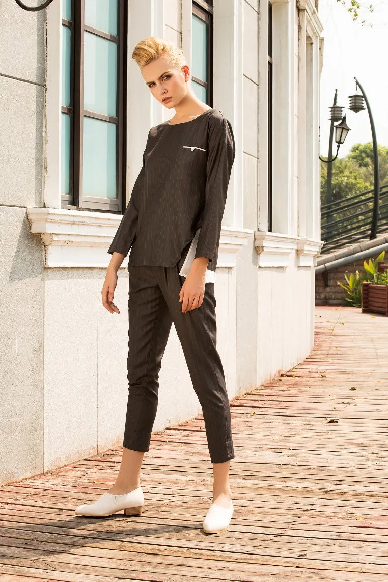 Chill like a gent mid-rise pinstripe pants