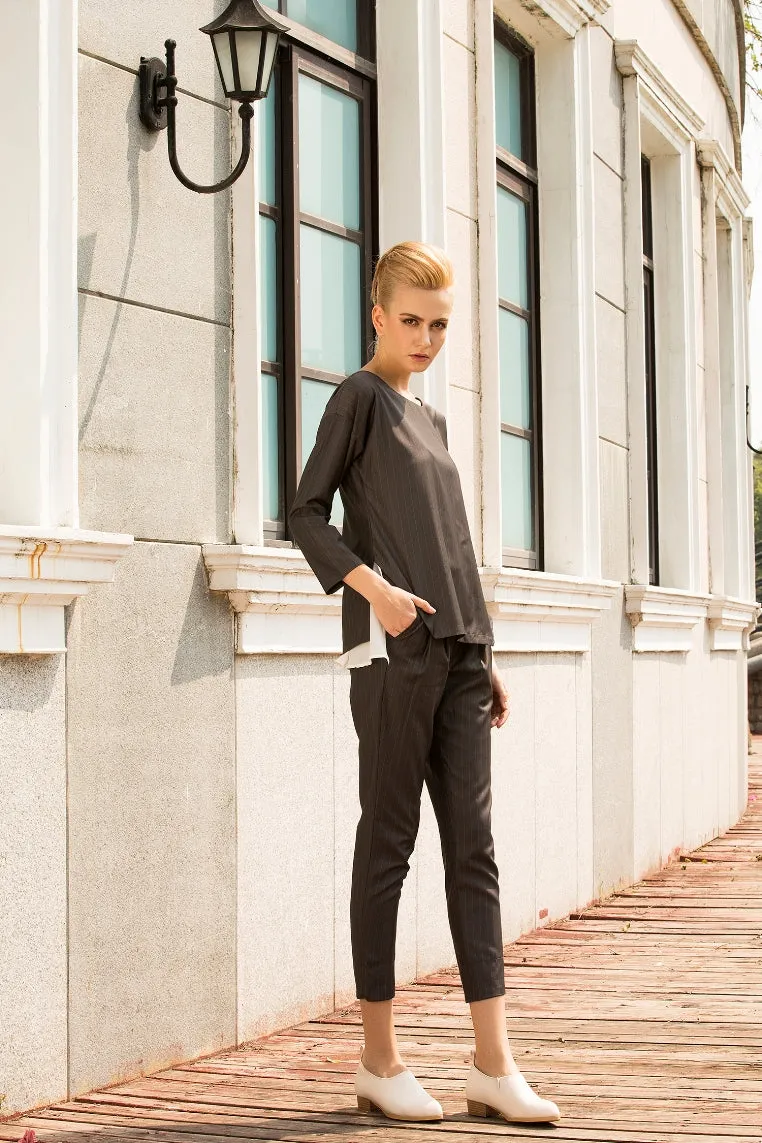 Chill like a gent mid-rise pinstripe pants