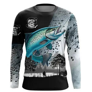 Chinook Salmon (King salmon) fishing scales Custom name Long sleeve, Long Sleeve Hooded NPQ953