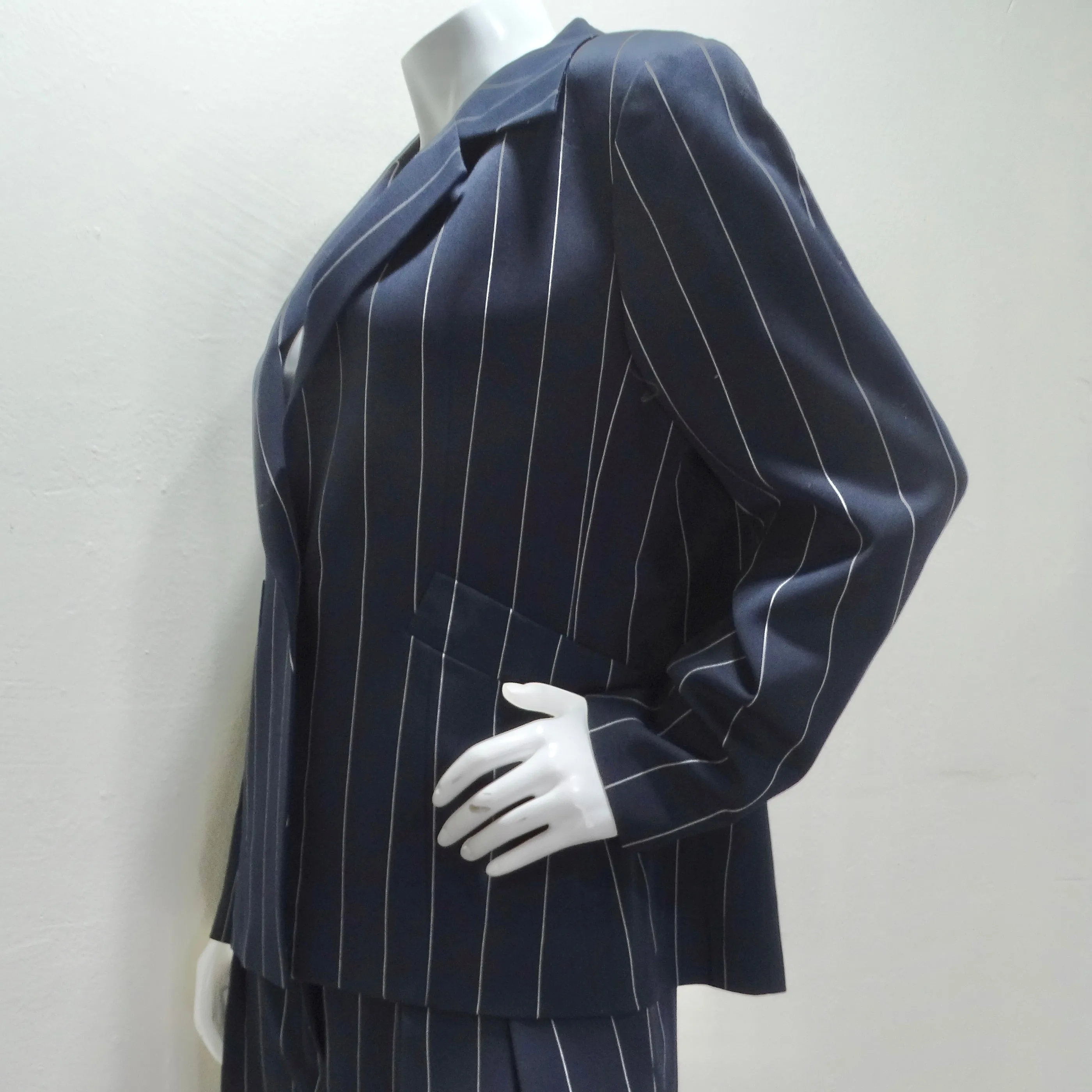 Christian Dior 1990s Navy Pinstripe Suit