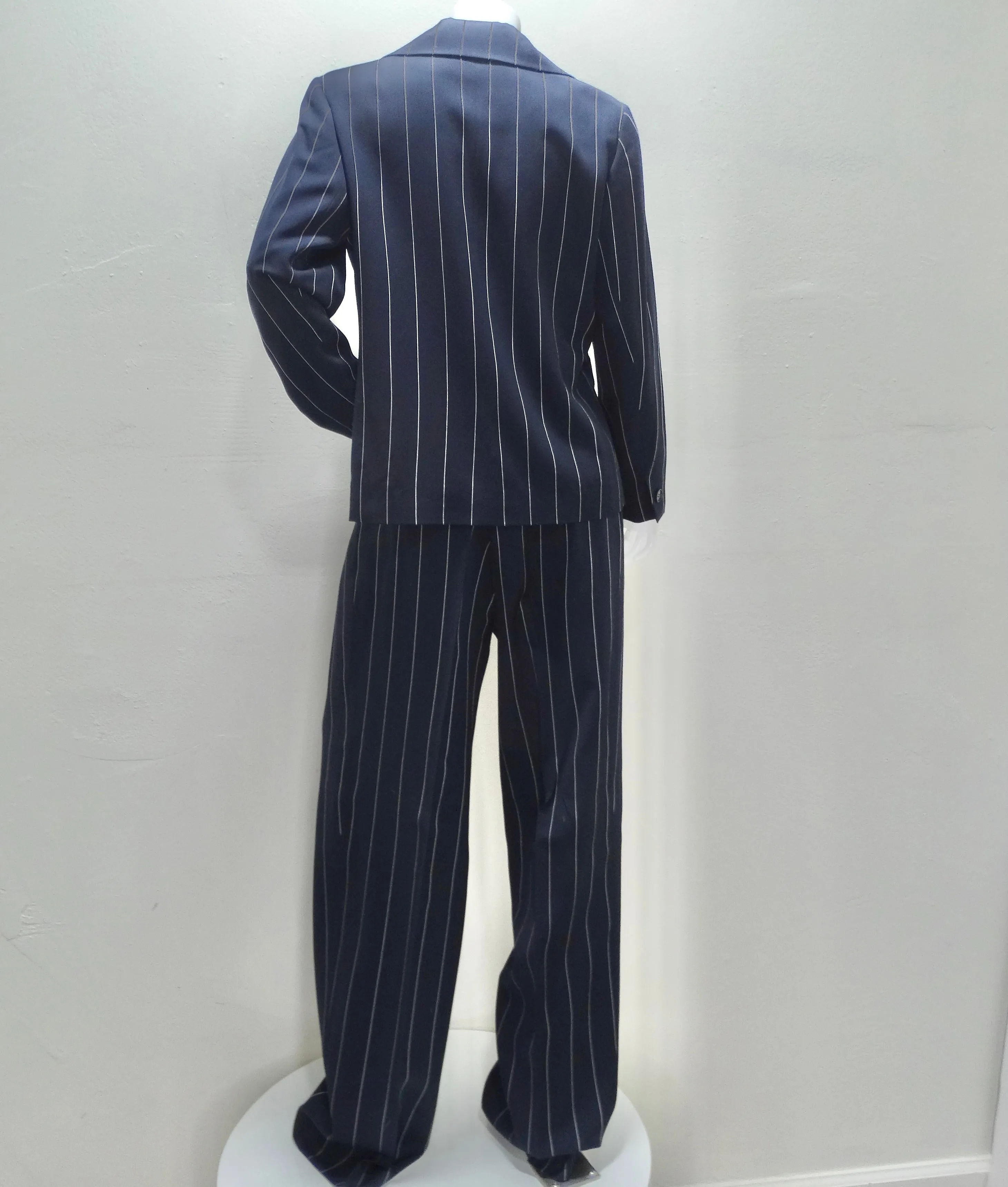 Christian Dior 1990s Navy Pinstripe Suit