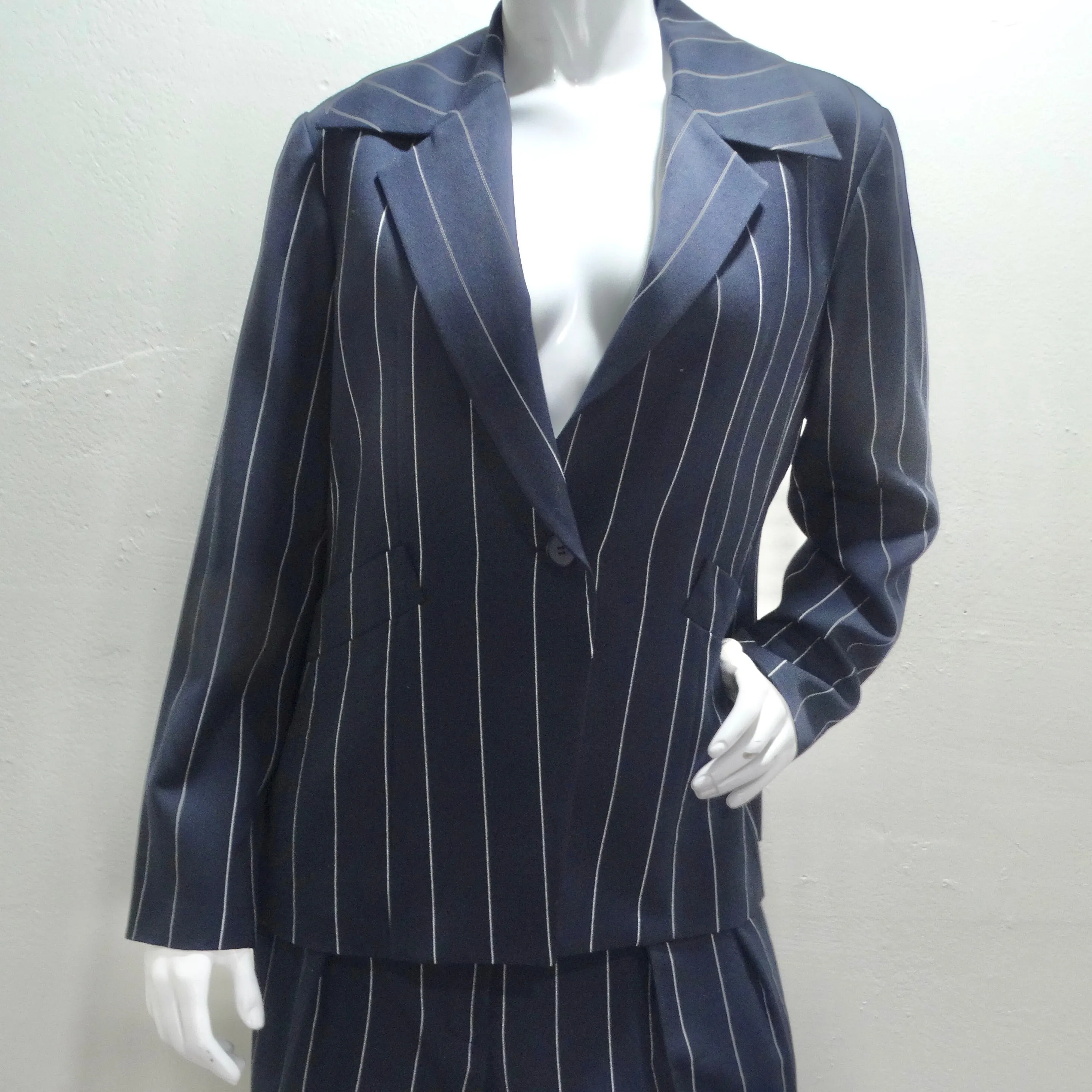 Christian Dior 1990s Navy Pinstripe Suit