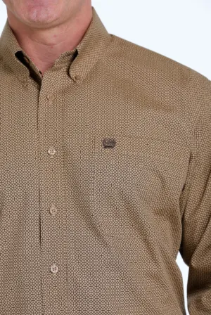 Cinch Mens Khaki Print Long Sleeve Shirt