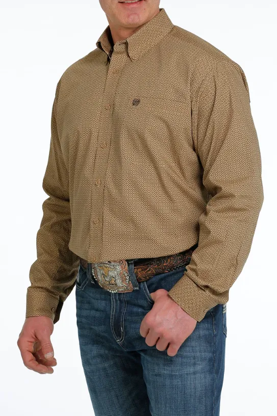 Cinch Mens Khaki Print Long Sleeve Shirt