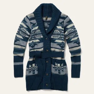 CL11-027-0539-7041-S-Navy Women's Indigo Aztec L/S Sweater