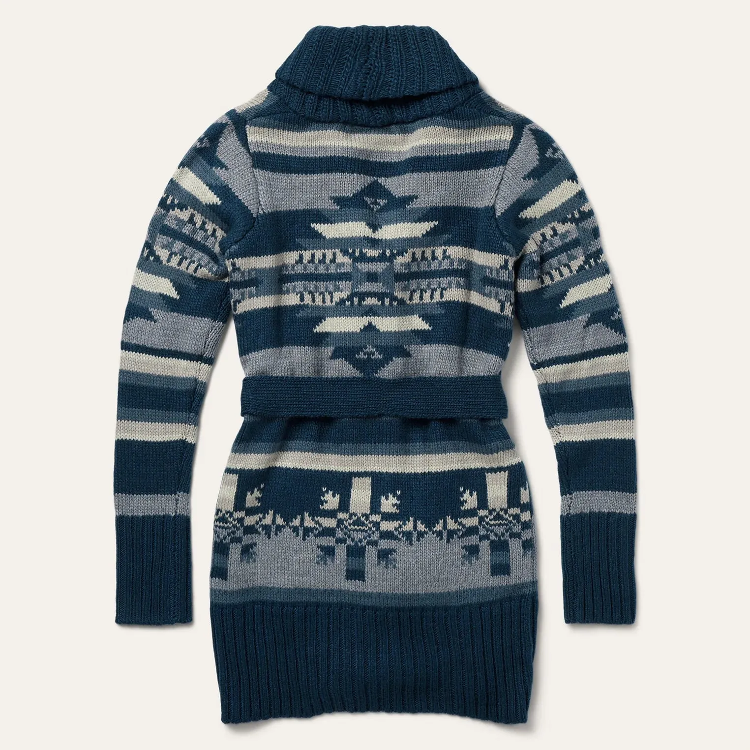 CL11-027-0539-7041-S-Navy Women's Indigo Aztec L/S Sweater