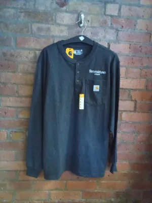 CLEARANCE - SHEN STAFF LOOSE FIT HEAVYWEIGHT LONG-SLEEVE POCKET HENLEY T-SHIRTS SIZE MEDIUM